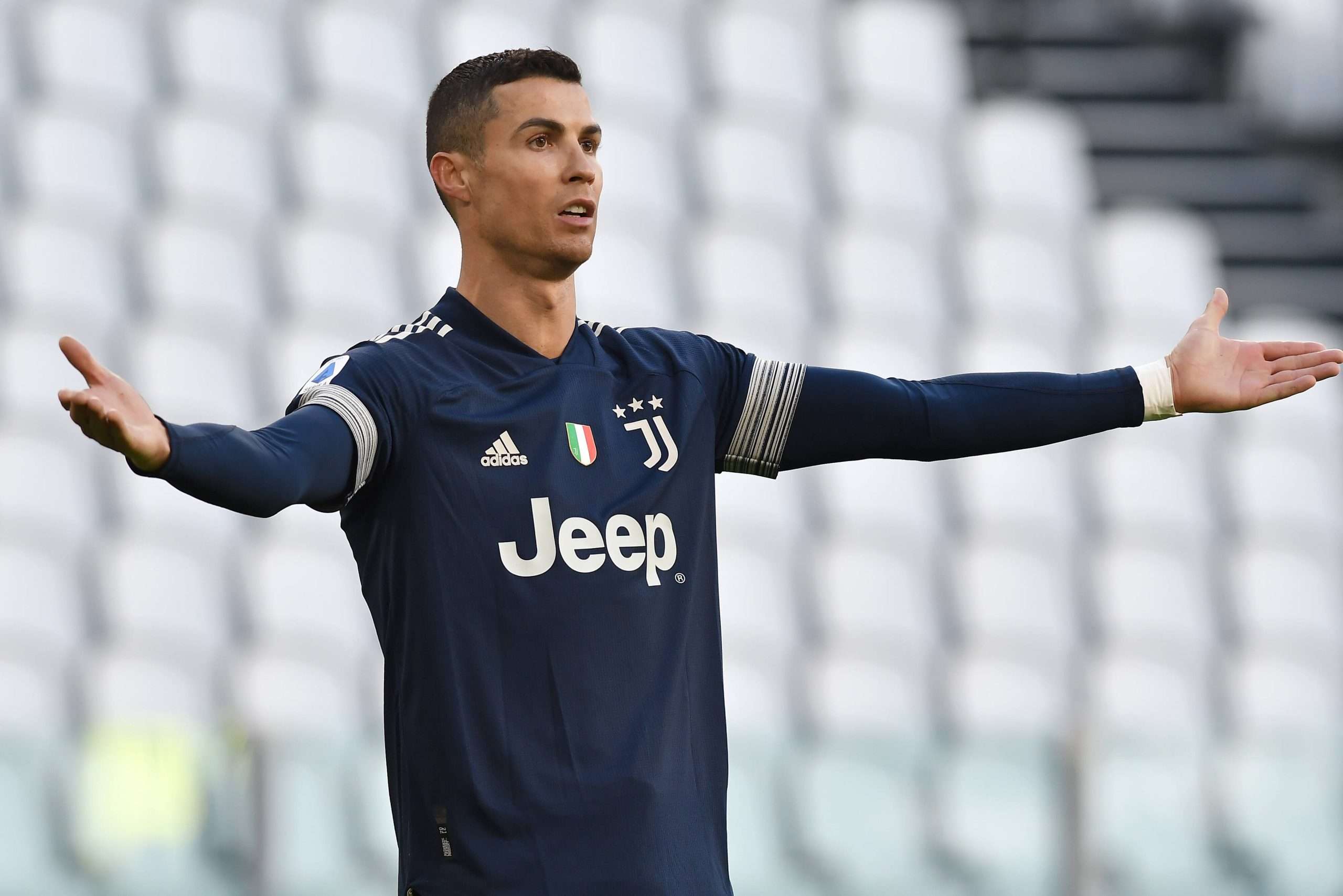 Cristiano Ronaldo of Juventus FC reacts during the Serie A football match between Juventus FC and Bologna FC Calcio at A