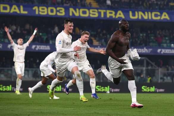 Napoli striker Romelu Lukaku celebrates in Serie A win over Hellas Verona