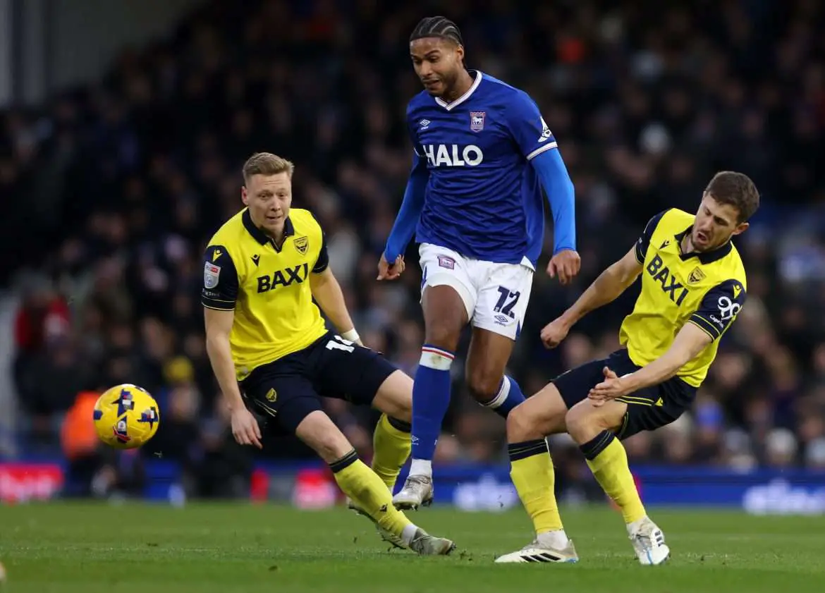 Napoli loanee at Ipswich Town Jens Cajuste features against Oxford United in the Sky Bet Championship