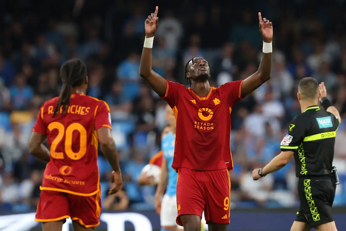 Roma's Tammy Abraham after goal against Napoli: