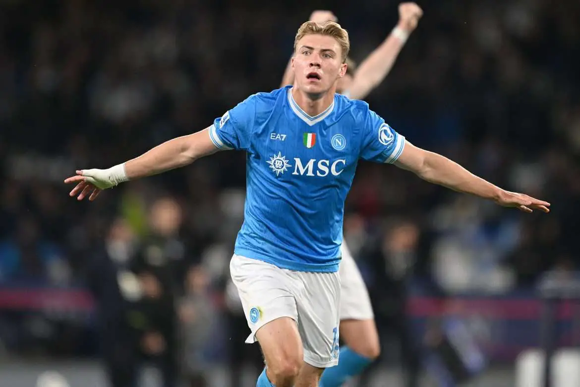 Napoli's Rasmus Hojlund features against Cremonese.