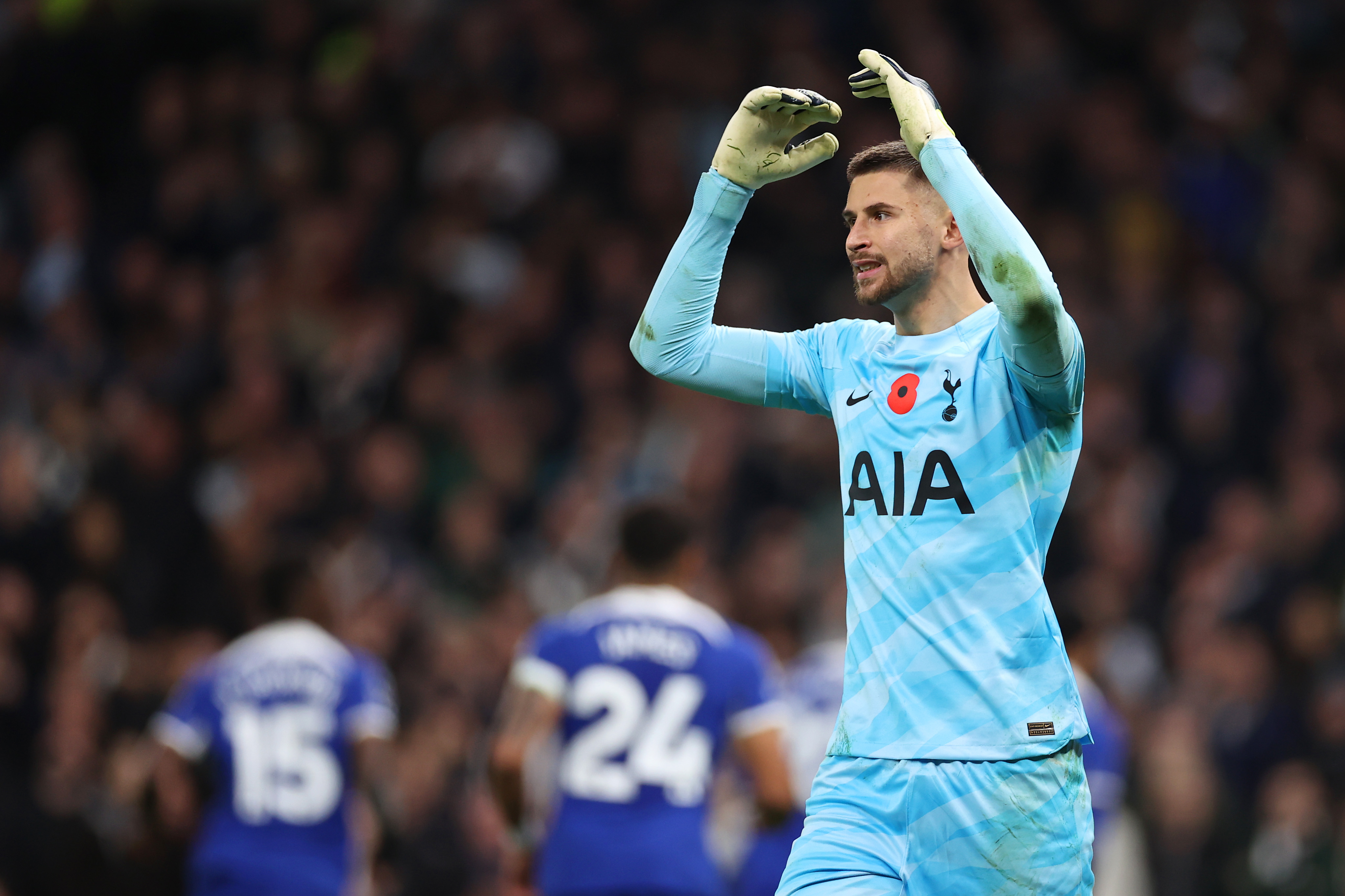 Tottenham goalkeeper Guglielmo Vicario on his leap in the Premier